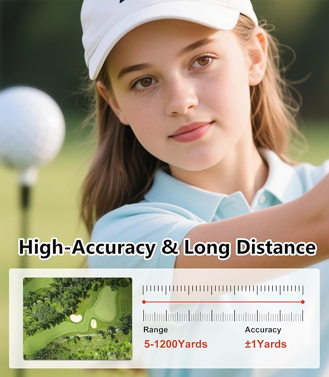 Golf Rangefinder with Slope, 1000 Yards Range Finder Golf, 6X Magnification, Flag Locking Vibration, Rechargeable Laser Range Finder