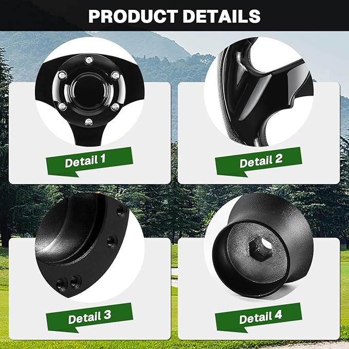 Golf Cart Accessories Cart Steering Wheel D-bottom and Golf Adapter for CLUB CAR PRECEDENT Golf Carts Adapter Skid-black