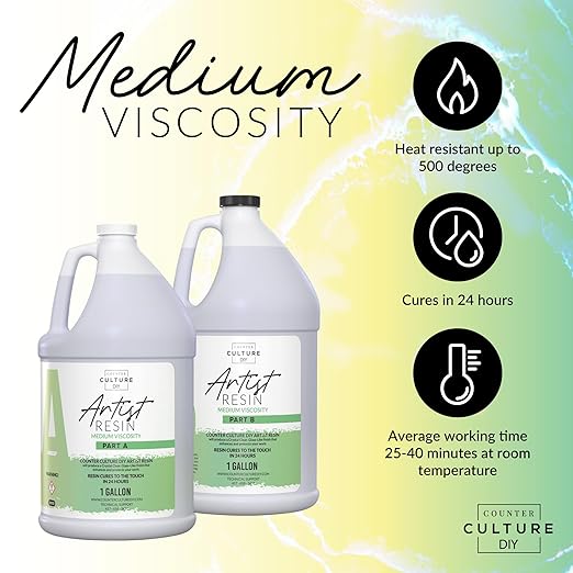 Counter Culture DIY Clear Artist Resin, Medium Viscosity, 1 Gallon Kit - Image 2