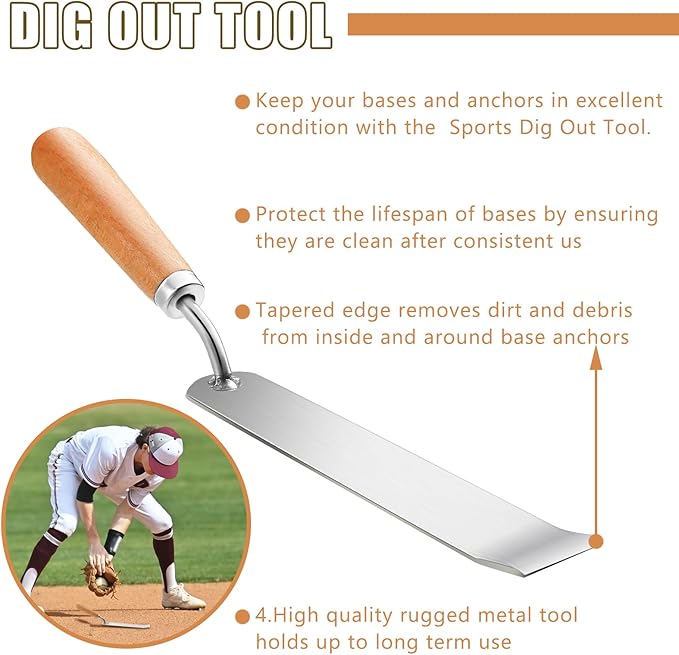 Baseball Dig Out Tool Baseball Bases Coaching Accessories Softball Equipment Scoop Ball Anchor Clean Out Tool for Training
