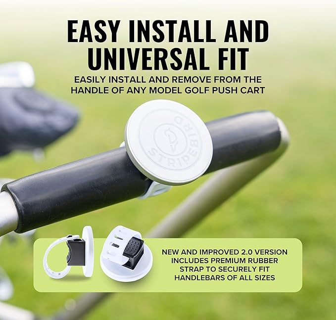 Stripebird - 2.0 Golf Push Cart Mount for Magnetic Accessories (White) - Push Cart Strap for Quick and Easy Access of Golf Gear - Cell Phone Holder for Golf Cart - Phone Holder for Golf Cart