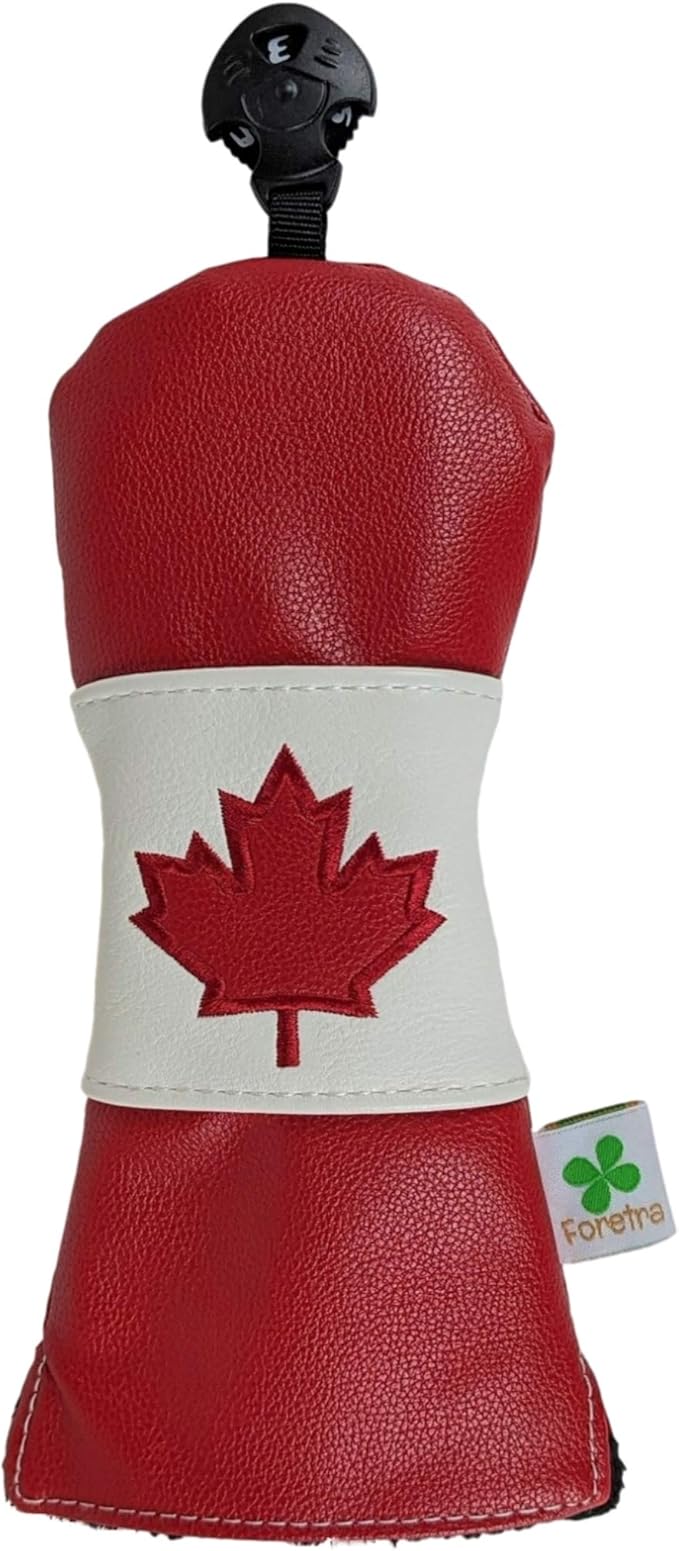Foretra Driver Headcover Golf Club Covers Blade Mallet Putter Cover Alignment Stick Holder Hybrid Fairway Wood Head Cover Canada Flag Style Novelty Golf Accessories for Most Brands
