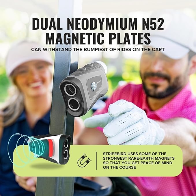 Pro Tour Golf Rangefinder with Slope - Range Finder Golf with Ultra-Strength Magnet - Laser Rangefinder with Slope Technology & Flag Pole Lock Vibration - Golf Range Finder