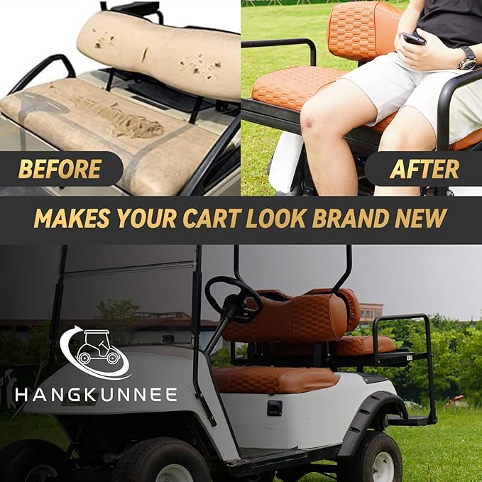 Golf Cart Seat Covers for EZGO TXT Club Car DS Gas or Electric OEM Regular Seat Cushion, No Staple, Golf Cart Vinyl Replacement Seat Cover
