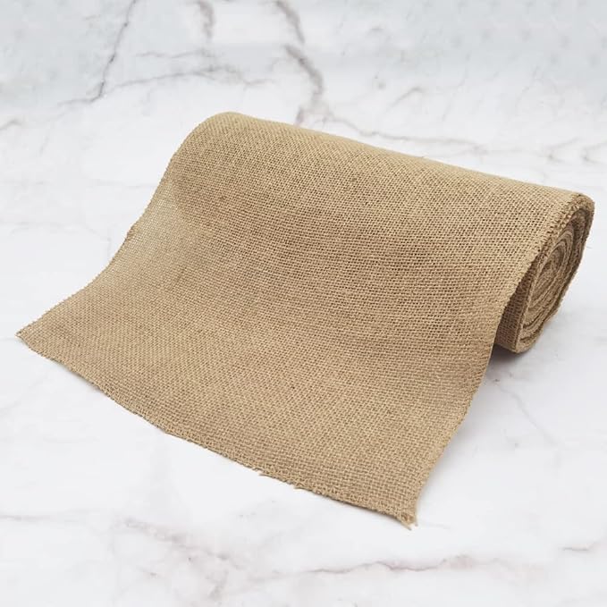 INSPIRELLE 12" Natural Burlap Fabric Roll 10 Yards Jute Ribbon - Image 2