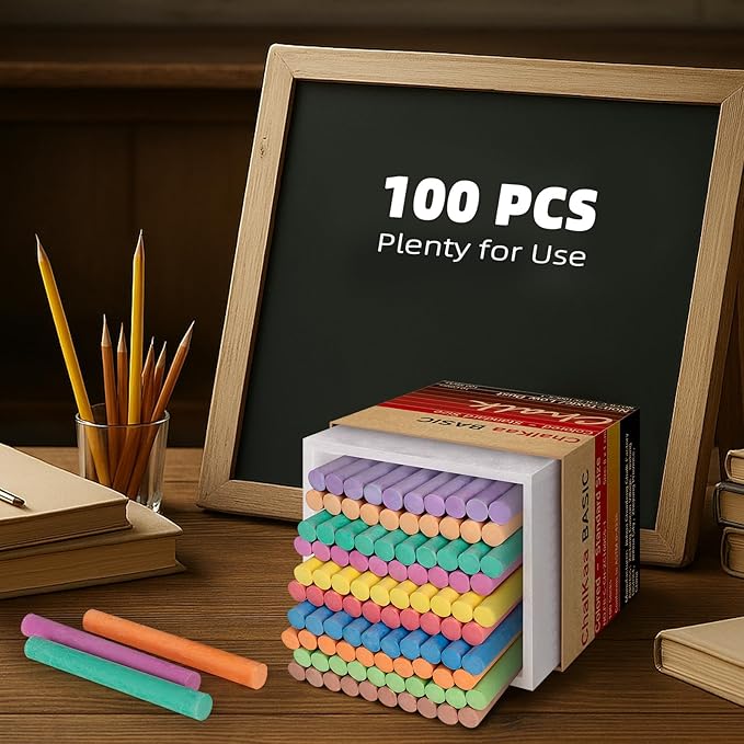 Dustless Colored Chalk 100PCS, 10 Colors Non-Toxic Classroom Chalks - Image 7