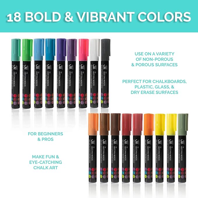 JumpOff Jo – Liquid Chalk Markers – Reversible Chisel and Round Tip – Multi - Image 2
