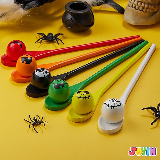 JOYIN 6 Pcs Halloween Egg and Spoon Race Game Set; Eyeballs and Spoons - Image 6
