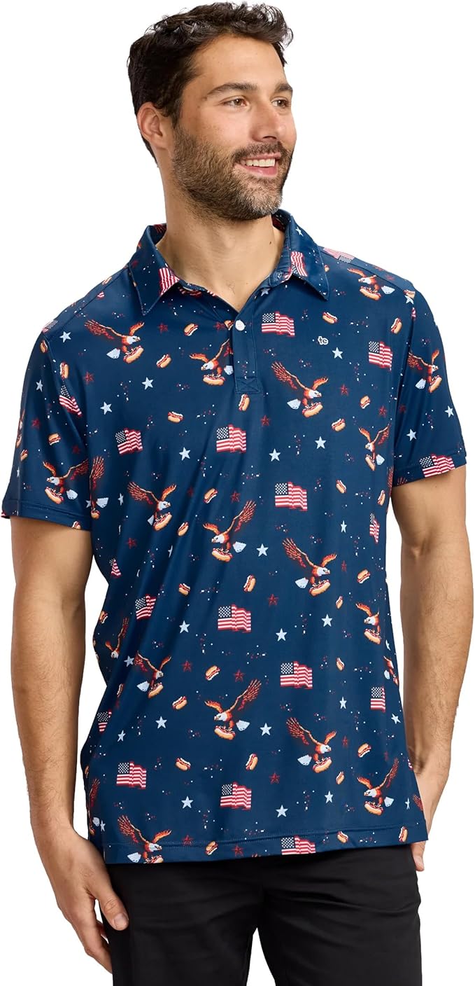 Tipsy Elves Men's Performance Golf Shirt - 4-Way Stretch, Quick Dry, Athletic Cut - Golf Polo