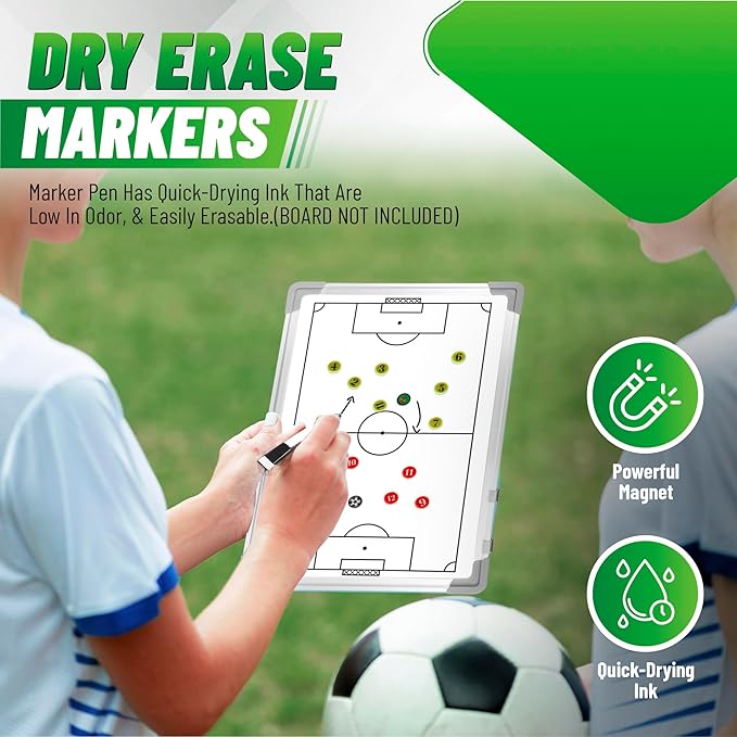 ZPU 27 Picese Soccer Board Magnets, Soccer Magnets Set with 2 Dry Erase Black Marker Pens, 2 Red Marker Pens, 1 Storage Bag, Tactics Strategy Board Coaches Clipboard Accessories (Board NOT Included)