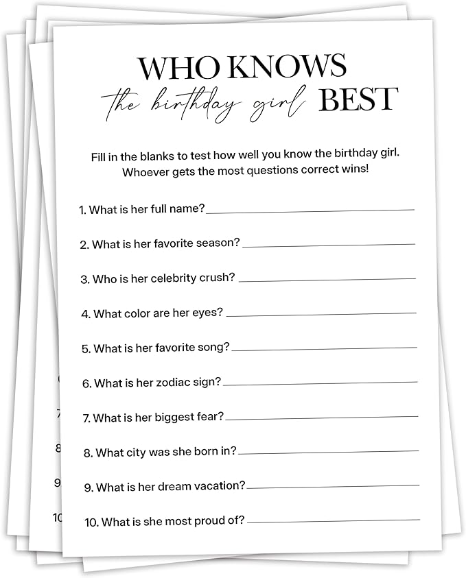 Birthday Party Games, Who Knows Her Best, Fun Birthday Game by sahjzk