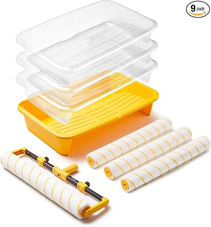 Voomey 18" Paint Roller kit，9 Piece 18 inch Paint Roller，18 Paint Roller Tray by VOOMEY