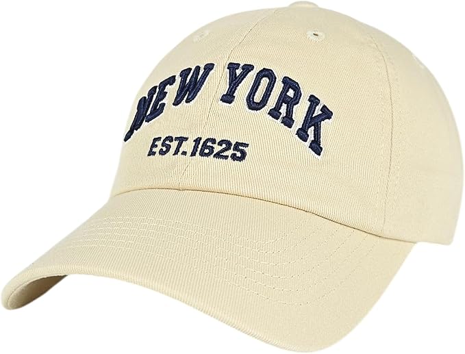Elidan NY Dad Hat New York EST.1625 Cotton Cap, Adjust Buckle Strap, Unstructured Low-Profile NY Baseball Cap for Men & Women