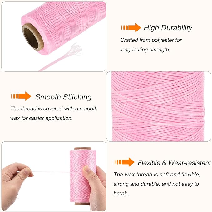 MECCANIXITY Waxed Thread, 197 Yard 1mm 210D Flat Wax Thread Polyester Waxed - Image 3