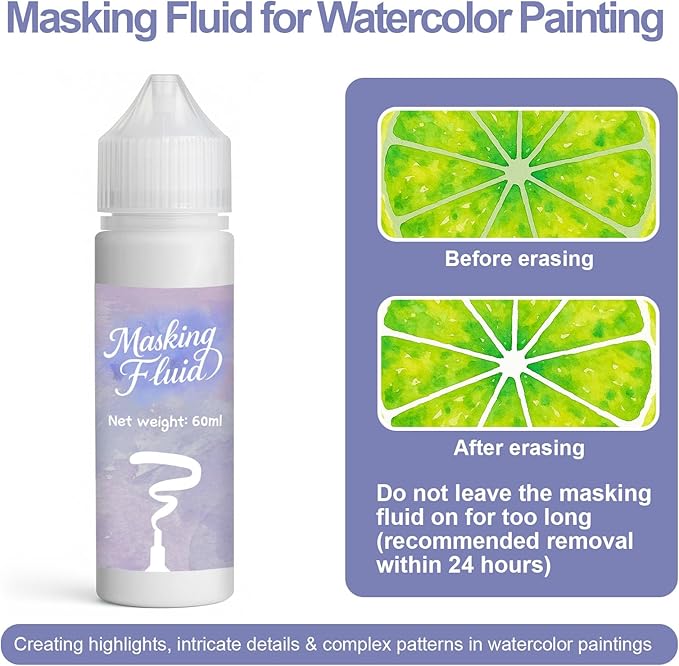 120ml Masking Fluid for Watercolor Painting, Art Watercolor Masking Fluid - Image 3