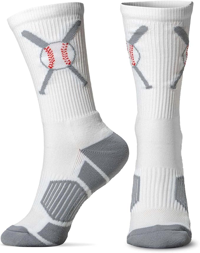 ChalkTalkSPORTS Baseball Socks - Performance Socks for Baseball Players - Crossed Bats - Youth and Adult Sizes