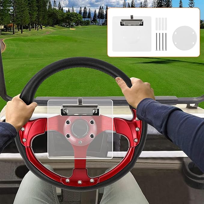 Golf Cart Scorecard with Pencil Holder Suitable for Almost All EZGO/Club Car/Yamaha Golf Carts Models with 5 or 6 Hole Golf Cart Steering Wheels