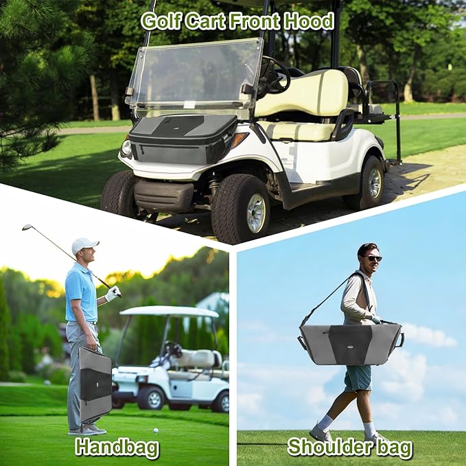 Golf Cart Cooler Bag, Insulated Fits 20-30 11oz Cans, Reflective Finish with Handy Pockets, Golf Cart Accessories Compatible with EZGO, Club Car Kandi Electric Golf Carts