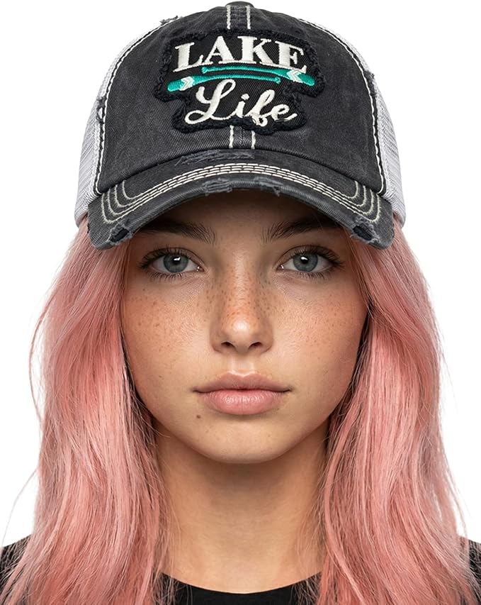 Funky Junque Distressed Vintage Baseball Cap - Embroidered Patch Women's Hat - Holiday, Lifestyle & Patriotic Designs