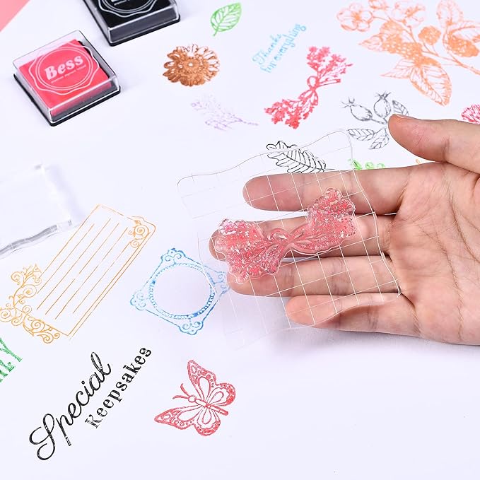 7 Pieces Clear Stamp Blocks, driew Clear Acrylic Stamping Blocks Tools Set - Image 5