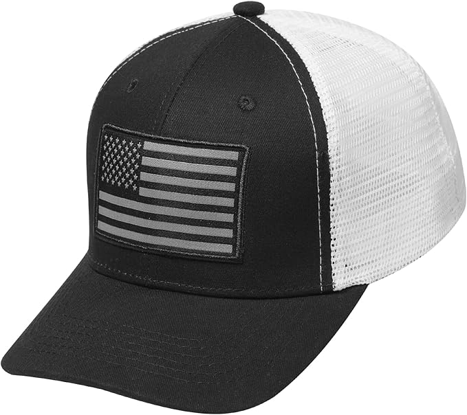 American Flag Trucker Hat, Patriotic Baseball Cap for Men & Women, Breathable Mesh Adjustable Snapback, USA Flag Patch