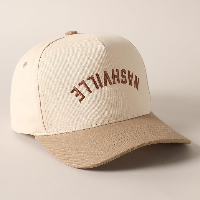 MIRMARU Two-Tone Vintage Canvas Trucker Hats for Men & Women, Adjustable Size Baseball Caps with Trendy Embroidered Design