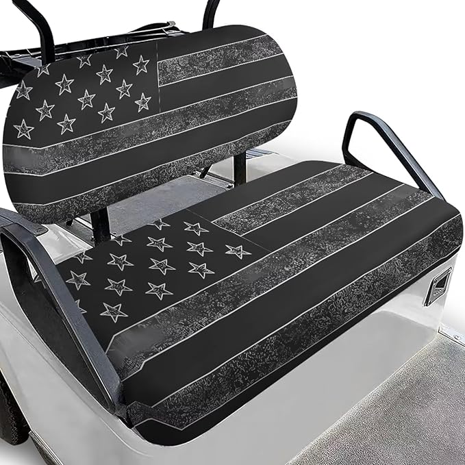 Yewatlles Grey American Flag Universal Golf Cart Seat Cover Dress UP Golf Cart Durable Breathable Material Fit for Club Car, Easy to Install