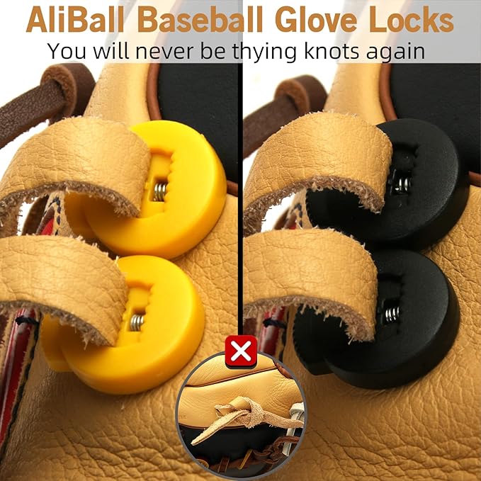 AliBall Glove Locks Baseball, Glove Lace Locks 8 Pack, Never Need Thying Knots Again, Fits All Baseball and Softball Gloves