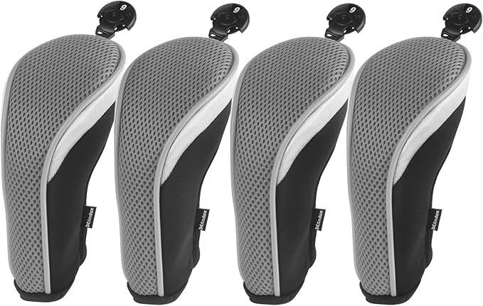 Andux Mesh Golf Hybrid Club Head Covers with Dial Number Tags, 4pcs/Set