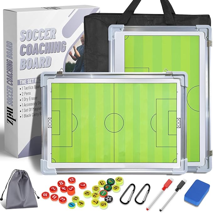 ZPU Soccer Coaching Board, Magnetic Soccer Board for Coaches, Soccer Tactics Clipboard with Dry Erase, Marker Pen, Magnets and Storage Bag, for Teaching and Game Plan