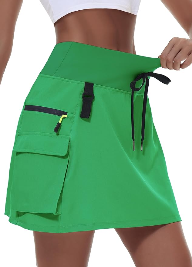 MIVEI Skorts for Woman - Hiking Cargo Skorts with Zipper Pockets, High Waisted Quick Dry Golf Workout, Dressy Casual