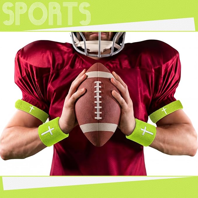 Soulchen 4 pcs Cross Bicep Bands Wrist Bands Christian Arm Sweat Wristbands Absorbent Armband for Men Women Football Baseball Players Sports Activities Supplies