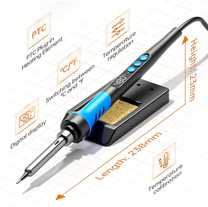 Soldering Iron Kit, 90W 110V LCD digital soldering gun，12-in-1 Soldering Iron - Image 6