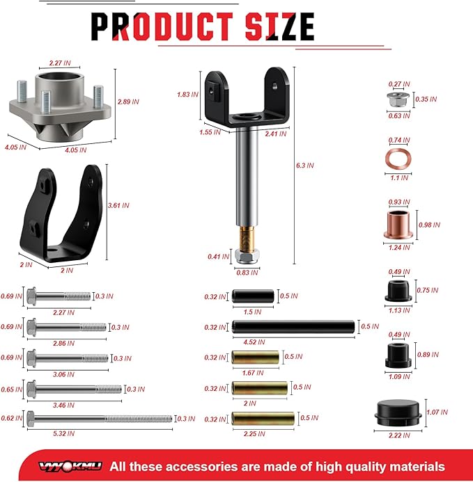 Club Car Precedent Deluxe Repair Kit, 2004-UP Golf Cart Front End Kit for Precedent, Club Car Repair Kit Front Wheel Hub King Pin Bearing Bushings Sets, Replace OEM# 102287201 103638601 103638801