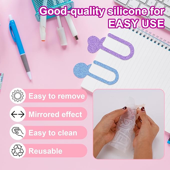 3pcs Paperclip Bookmarks Mold, Jumbo Paper Clips Bookmarks Silicone Mold - Image 4