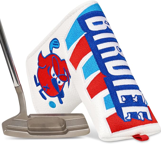 Big Teeth Funny Driver Headcover Ice & Birdiee, Driver Covers for Golf Clubs, Funny Birdie Putter Cover,Milk Shake Ice Cream Mallet Putter Cover,Blue and Red Color Golf Club Protector