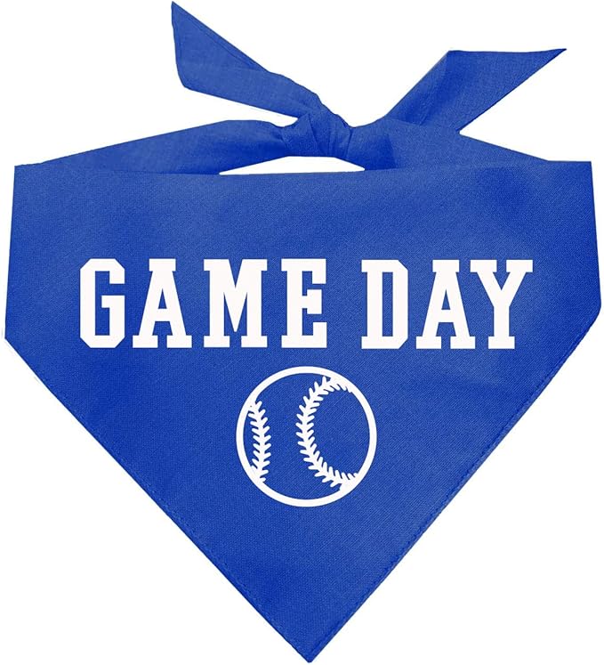 Game Day Dog Bandana | 100% Cotton Adjustable Triangle | Made in USA | Baseball| Sports | Biggest Fan | Game Day | Royal, X-Small (1054)