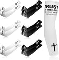 Shyyween 6 Pairs Faith Cross Arm Sleeves Religious Compression Arm Sleeves for Men Women Basketball Baseball Football for UV