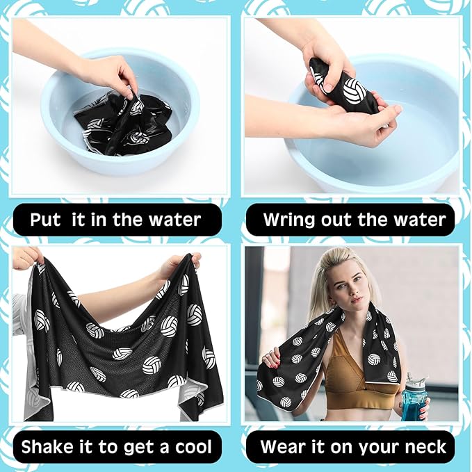 FuWeave 12 Pcs Cooling Towel 40 x 12 Inch Basketball Baseball Football Volleyball Soccer Softball Microfiber Fast Drying Towel for Gift Women Men