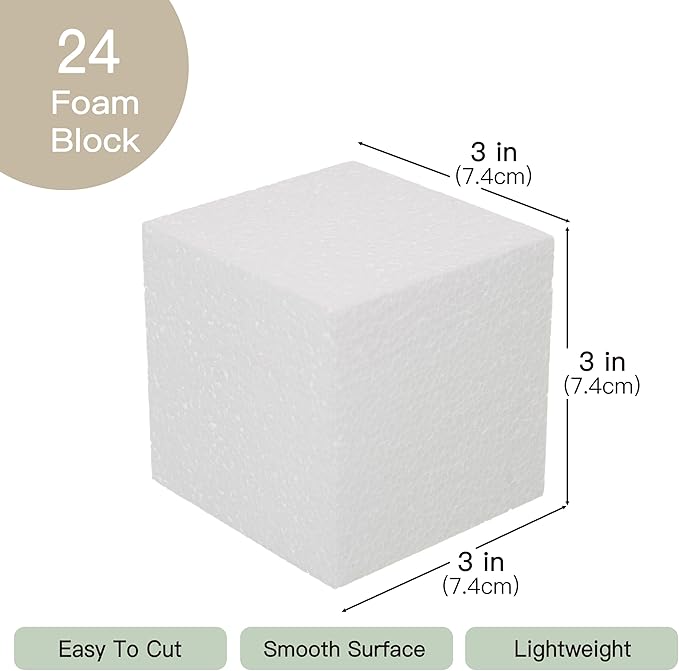 Crafare 2x2x2 Inch Foam Square Blocks 24Pack Mini Square Cubes - Image 2