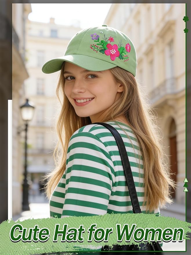 Biggun Trendy Embroidered Baseball Cap for Girls Women Men - Adjustable Soft Breathable Hats for Casual Wear