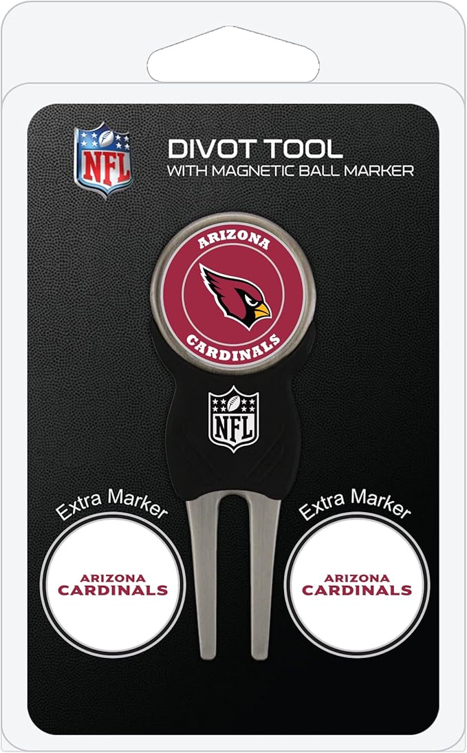 Team Golf NFL Divot Tool with 3 Golf Ball Markers Pack, Markers are Removable Magnetic Double-Sided Enamel