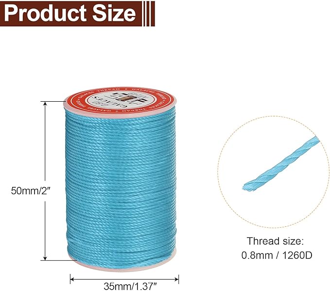 uxcell Round Leather Sewing Waxed Thread, 55m / 60 Yards Wax Polyester String - Image 2