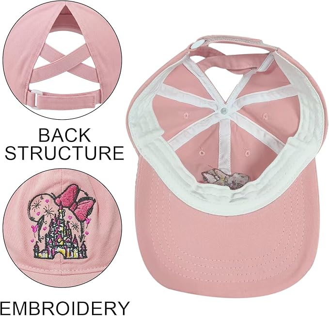 Baseball Caps for Girls Kids Cute Graphic Ponytail Hat Trucker Fashion Acid wash Hats Fun Adjustable Criss Cross Cap