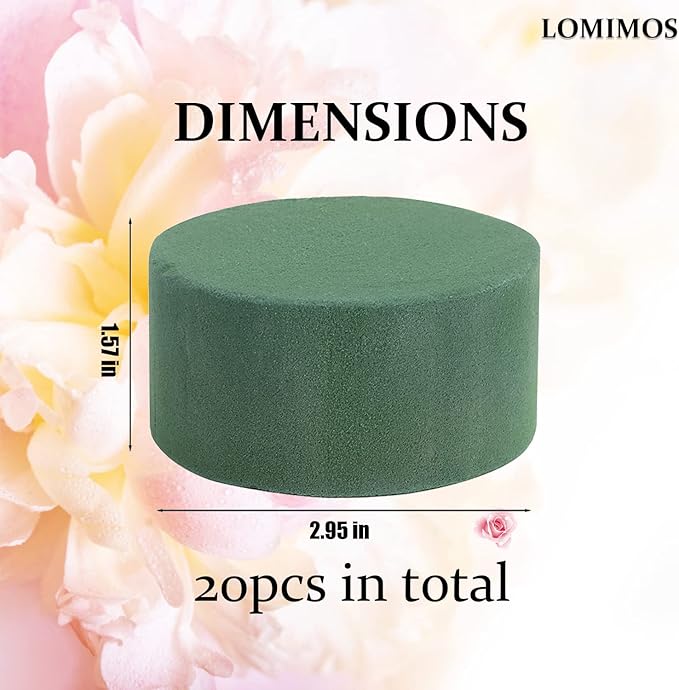 LOMIMOS 20PCS 3''Round Floral Foam Bricks, Wet Florist Floral Foam Block Flower - Image 2