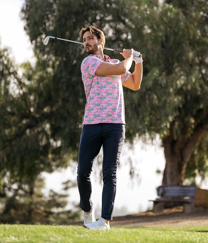 Tipsy Elves Men's Performance Golf Shirt - 4-Way Stretch, Quick Dry, Athletic Cut - Golf Polo