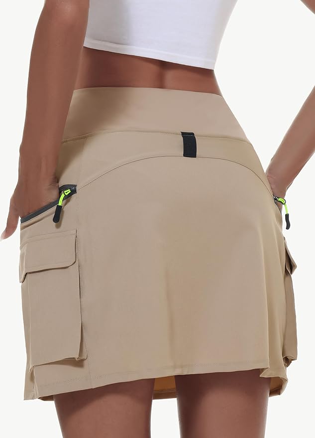 MIVEI Skorts for Woman - Hiking Cargo Skorts with Zipper Pockets, High Waisted Quick Dry Golf Workout, Dressy Casual