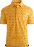 Alex Vando Mens Golf Shirt Moisture Wicking Quick-Dry Print Performance Polo Shirts for Men