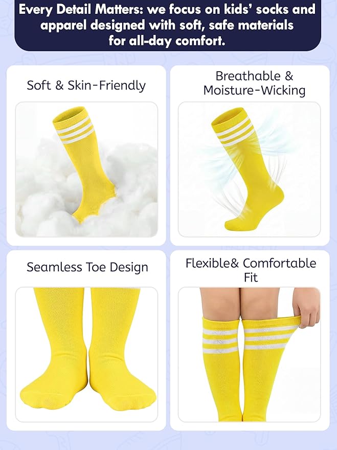 American Trends Kids Toddler Soccer Socks Youth Baseball Softball Football Socks Knee High Accessories for Girls