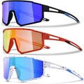3PACK Kids Sunglasses for 6-14 Boys Girls, Youth Baseball and Cycling UV400 Protection Goggles